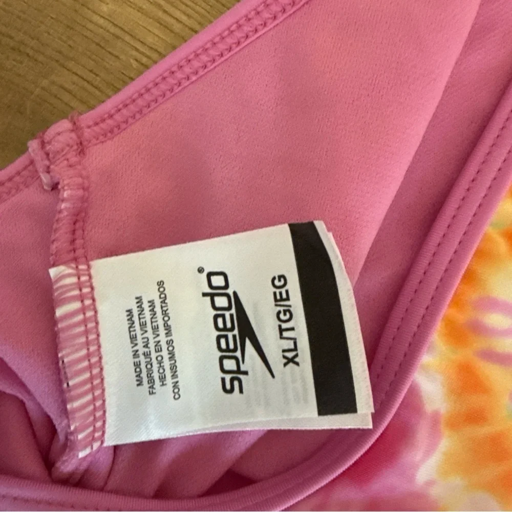 Speedo Pink and Orange Tie-Dye Kids Swim One Piece